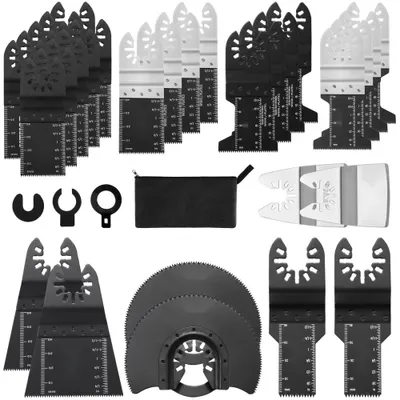 Image de 33x lame de scie multifonctions - 8 types d'outils oscillants - Acier à haute teneur en carbone (HCS) - Interface de changement rapide - Compatible avec 95% des outils oscillants disponibles sur le marché