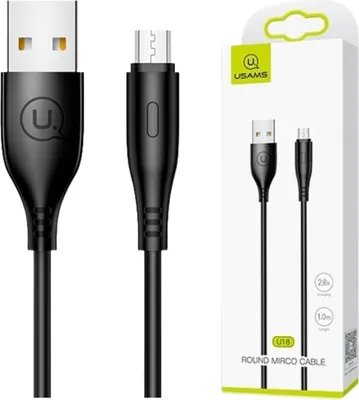 Produktbild von Usams U18 Microusb 2A Schnellladekabel 1M Schwarz/Schwarz Sj268Usb01 (Us-Sj268)