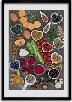 Produktbild von Bild - Bilderrahmen - 50 cm x 70 cm - MDF - Rahmen - Wandkunst Gesundes Essen