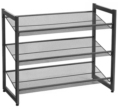 Produktbild von Schwarzes Schuhregal aus Metall, 3 Ebenen