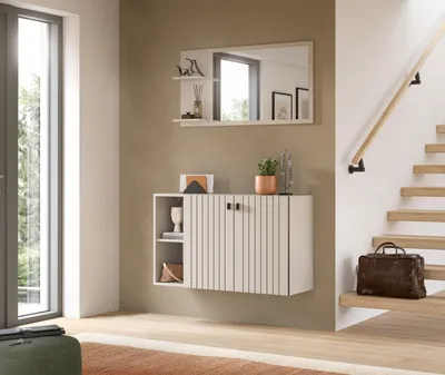 Produktbild von Garderoben-Set >Station< in kaschmir - 106x192x37cm (BxHxT)