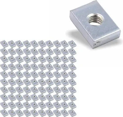 Produktbild von 100x Nutenstein | Gewindeplatte 15x10x4 mm M5 Gewinde mittig | Stahl blau verzinkt