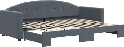 Produktbild von "SALE 2026"Tagesbett - Einzelbett/Jugendbett mit Lattenrost - Ausziehbar Dunkelgrau 80x200cm Samt - Klassische Betten DEMöbel979037