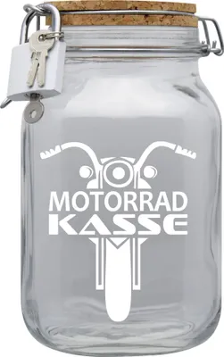 Produktbild von Spardose Geld Geschenk Ideen Motorrad Kasse Transparent Größe XL 2 Liter