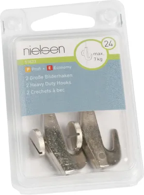 Zdjęcie produktu dla nielsen duże haczyki do obrazów z radełkowaną śrubą do szyny galeryjnej (2 sztuki/opakowanie)