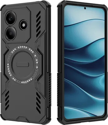 Produktbild von Magnetisch Hülle für Xiaomi Redmi Note 14 5G, Hybrid PC TPU Bumper Stoßfestes Loch Wärmeableitung Handyhülle Schwarz