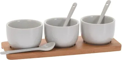 Produktbild von Excellent Houseware Keramikschälchen | Saucenschälchen | Servierset mit Löffeln Bambusbrett für Dips Saucen Snacks