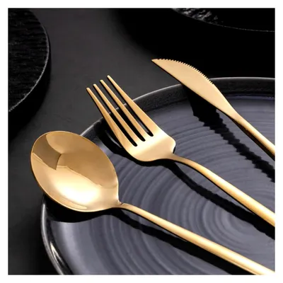 Produktbild von Goldenes Besteckset für 12 Personen, 60-teilig, Edelstahl