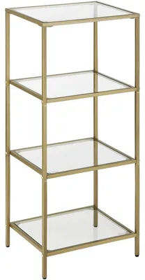 Imagen del producto de Estantería columna moderna de metal oro y vidrio templado