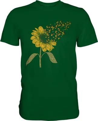 Produktbild von Schmetterling Sonnenblumen T-Shirt Gärtner Geschenk – Bottle Green / XL