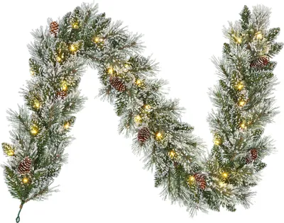 Produktbild von Black Box Trees Vandans Weihnachtsgirlande mit LED-Lichtern - L180 cm - Frosted Green