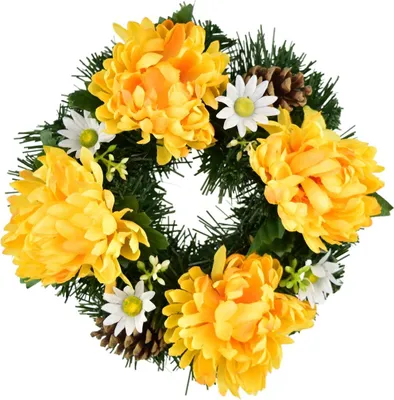 Image de Couronne d'automne avec chrysanthèmes jaunes Ø20 cm
