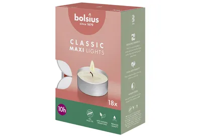 Produktbild von BOLSIUS Maxi Teelichte 10Stunden silberner Cup 18Stück
