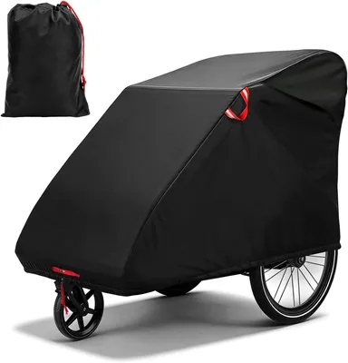 Image de Housse de protection anti-pluie pour remorque de vélo, dimensions 98x90x98 cm, tissu Oxford, protection UV, couleur noire
