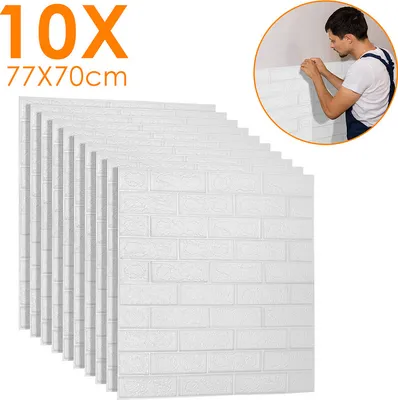 Produktbild von Jopassy 3D Tapete 10 tlg Wandtattoos Wandverkleidung Selbstklebend - 77x70cm Steinoptik Ziegel Tapete Moderne Wasserdicht Wandaufkleber für Wohnzimmer, Schlafzimmer