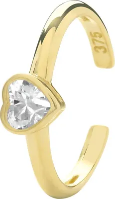 Produktbild von Schöne 9 Karat (375) Gold Herz Damen - Einzel Knorpel Creole mit Zirkonia - 10mm*3mm; TRS26268