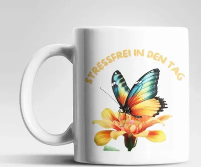 Produktbild von Stressfrei Schmetterling Butterfly Kaffeetasse Teetasse Tasse Geschenkidee – Stressfrei-04