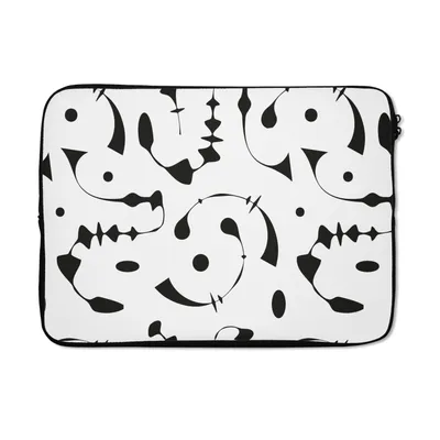 Produktbild von MuchoWow® Laptop Hülle 13 Zoll Linienkunst - Abstrakt - Schwarz und Weiß - Muster Laptoptasche - Laptophülle - Sleeve - Rundumschutz