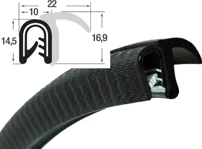 Produktbild von DF18 -Kantenschutz Dichtungs Profil Dichtung PVC/EPDM - Klemmbereich 1-3,5 mm