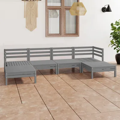 Immagine prodotto di The Living Store Set da salotto da giardino 6 pezzi in legno di pino massiccio grigio