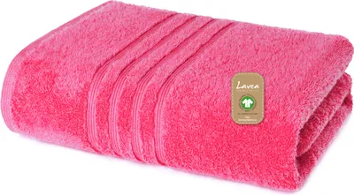 Produktbild von Lavea® Duschtuch 70x140 cm, Duschhandtuch Bali aus Baumwolle, großes saugstarkes Handtuch, hochwertige Handtücher aus 100% GOTS Baumwolle, Premium Frottier Badetuch, Rhabarber