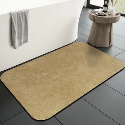 Immagine prodotto di Tappetino da bagno super assorbente, antiscivolo, ad asciugatura rapida, color sabbia, 60 x 90 cm