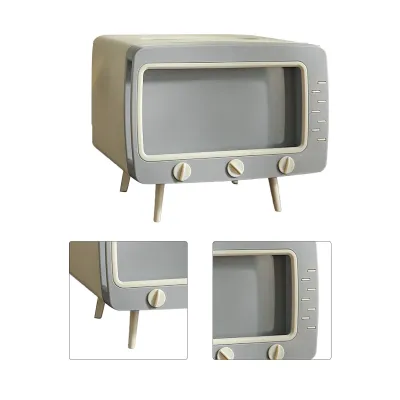 Imagen del producto de Dispensador de pañuelos con forma de televisor, dispensador de pañuelos con diseño de televisor, dispensador de pañuelos en forma de televisor, soporte multifuncional para pañuelos, dispensador de pañuelos con forma de televisor, dispensador de pañuelos