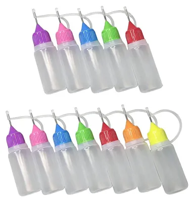 12 Kunststoff-Dosierflaschen mit Nadeln, 10 ml, tragbar