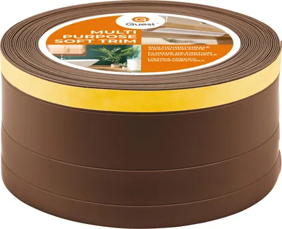 Produktbild von QUEST 4in1 Multifunktionsleiste, Weichsockelleiste Selbstklebend 1x120mm, 5m, Abschlussleiste Multifunktional, Flexibel, Dekorativ, UV-beständig, W2, bronze