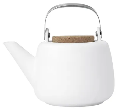 Teekanne aus Porzellan mit Teesieb, 1,2 L, Weiß