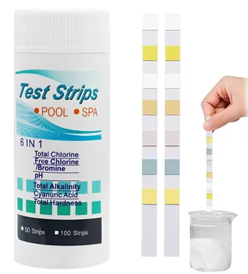 Productafbeelding van 50 teststrips voor zwembaden met 6 parameters, zwembadtester, jacuzzi en spa