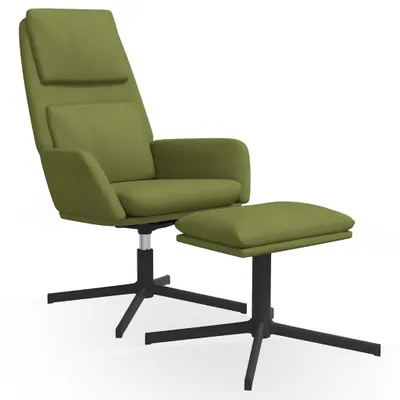 Zdjęcie produktu dla vidaXL Fotel Relax z taboretem jasnozielony aksamit