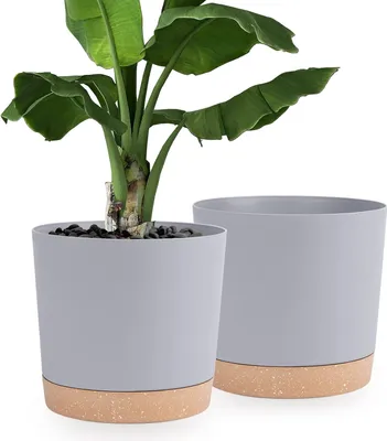 Immagine prodotto di Set di 2 fioriere - fioriere da 12 pollici con fori di drenaggio - decorazione moderna per interni ed esterni - verde 12 pollici