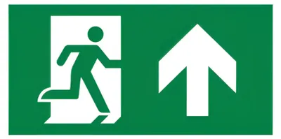 Immagine prodotto di Targhetta adesiva Braytron con freccia rivolta verso l'alto per segnaletica di emergenza - Uscita di sicurezza, percorso di fuga, pittogramma in PVC, 260x128 mm (solo targhetta)