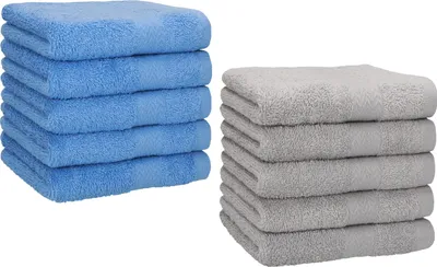 Produktbild von Betz 10 Stück Seiftücher 30x30 cm PREMIUM 100% Baumwolle  Farbe: hellblau und silbergrau