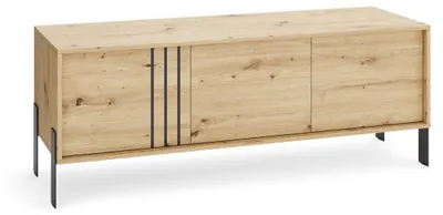 Obrázok produktu pre MargaretHadas24 TV skrinka Natan s kovovými nožičkami 150/57/40 cm, TV komoda, TV skrinka, TV stolík, komoda s úložným priestorom, obývačka, remeselné spracovanie