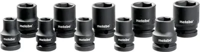 Zdjęcie produktu dla Zestaw Kluczy Nasadowych Udarowych 1/2", 10-24 mm, 10 sztuk, METABO, Do Kluczy Udarowych i Grzechotek