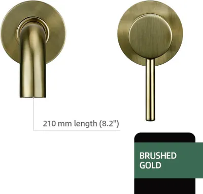 Immagine prodotto di Rubinetto per lavabo, montaggio a parete, comando monocomando, spazzola oro 210