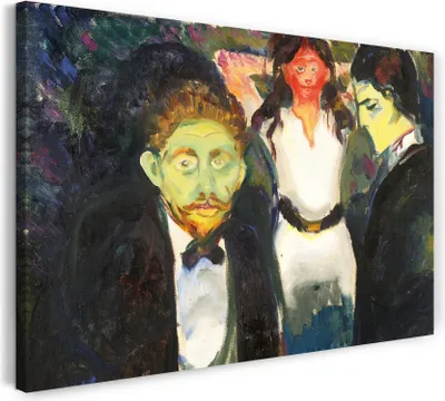Produktbild von Leinwandbild (120x80cm): Edward Munch - Eifersucht, echter Holz-Keilrahmen inkl. Aufhänger, handgefertigt in Deutschland