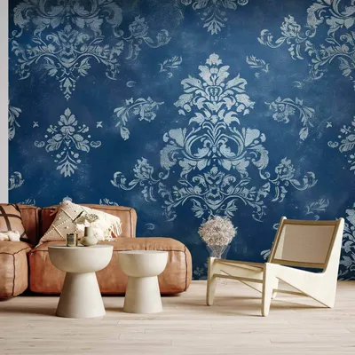 Produktbild von Vlies Fototapete - Retro Ornament Decorative Motif in Worn Blues 250x175 cm Muster f-H-10009-a-a