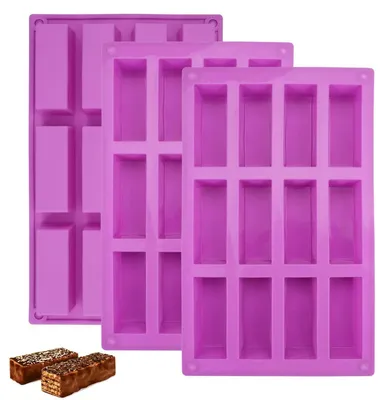 Produktbild von Silikon Backform für Müsliriegel, 12 Mulden, Antihaft, Rechteckig, 3er Set
