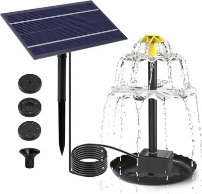 Produktbild von Solar Springbrunnen, Solar Teichpumpe, Solarpumpe, Gartenbrunnen, Vogeltränke Balkon, Fontäne Pumpe
