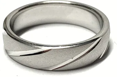 Produktbild von Bandring 925 Silber rhodiniert teilweise matt 5mm breit Silberring #64
