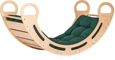 Produktbild von Montessori-Holzschaukel für Kinder Babylike+Kissen, Kletterbogen Bogenwippe Kletterleiter Kinder, Geschenk für Baby