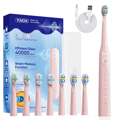 Image de Brosse à dents électrique, rechargeable, 5 modes, rose