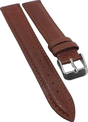 Produktbild von Minott Uhrenarmband braun genarbtes Leder gepolstert Ton in Ton Naht , Stegbreite:18mm, Schließe:Silbern