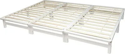Produktbild von Homestyle4u 2050, Familienbett Holzbett Palettenbett 270x200 cm Massivholzbett Palettenmöbel Bett Futonbett Weiß