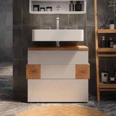 Immagine prodotto di Mobile sottolavabo per bagno Vicco Eden Bianco lucido 70 x 64.5 cm con 2 cassetti, Model 57317