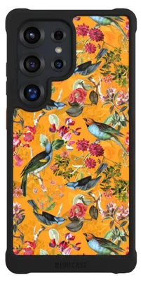 Produktbild von NIVOCASE Hülle für Samsung Galaxy S25 Ultra  Stoßfeste Handyhülle NIVOmax Case Schwarz Blumen Dschungel Vogel