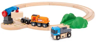 Immagine prodotto di Set di treni del mondo BRIO - Set iniziale di sollevamento e caricamento